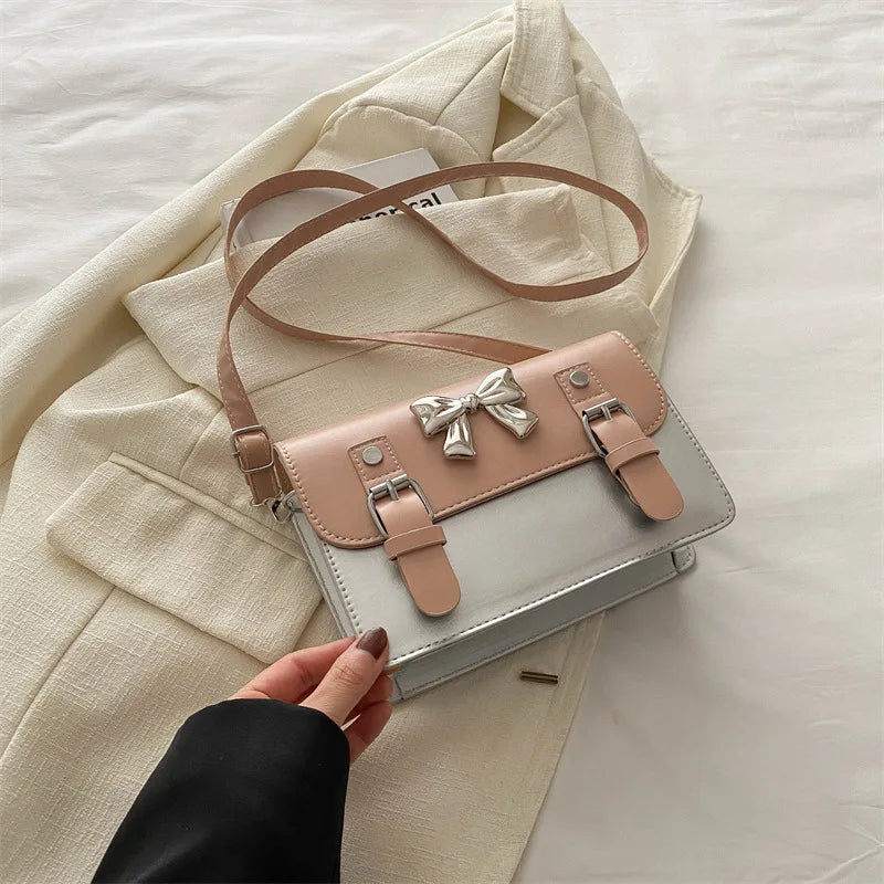 Fashion Square Small Crossbody Bags | Bowknot Decor Flap Shoulder Bag (For Summer Travel & Daily Use) Luxegan