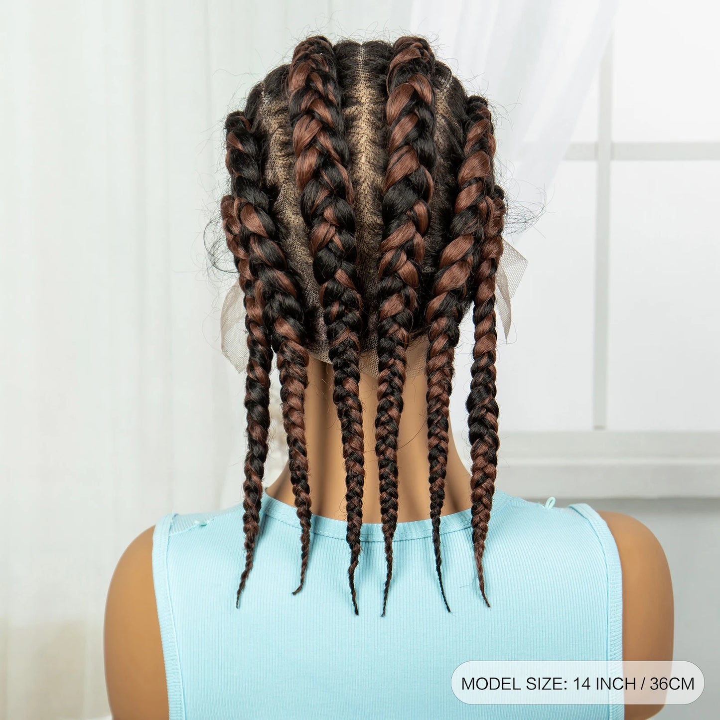 14" HD Full Lace Natural Cornrow Braids Wig | Transparent Lace Front | Baby Hair Luxegan