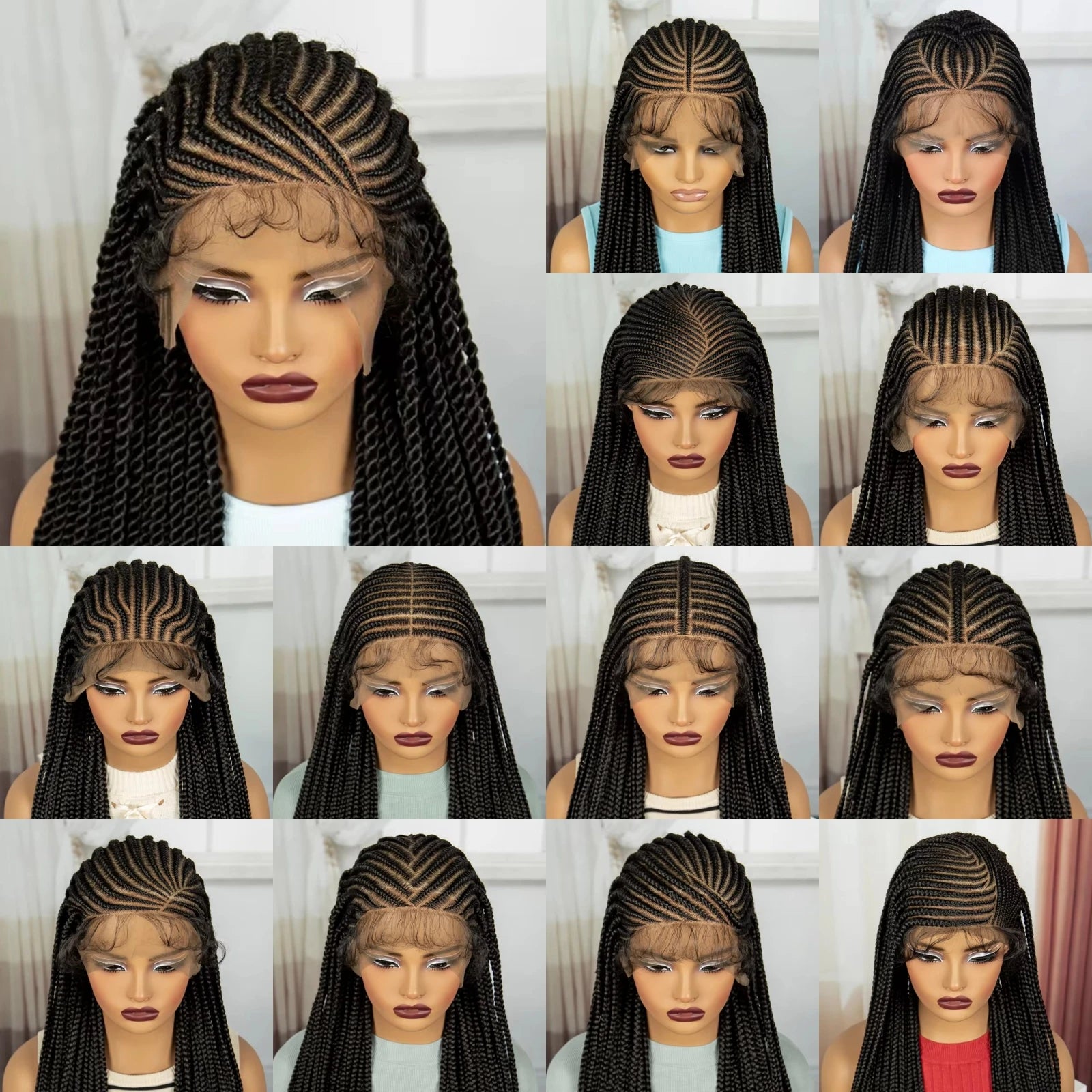 36" Cornrow Braids Wig | Transparent Full Lace Front | Baby Hair Luxegan