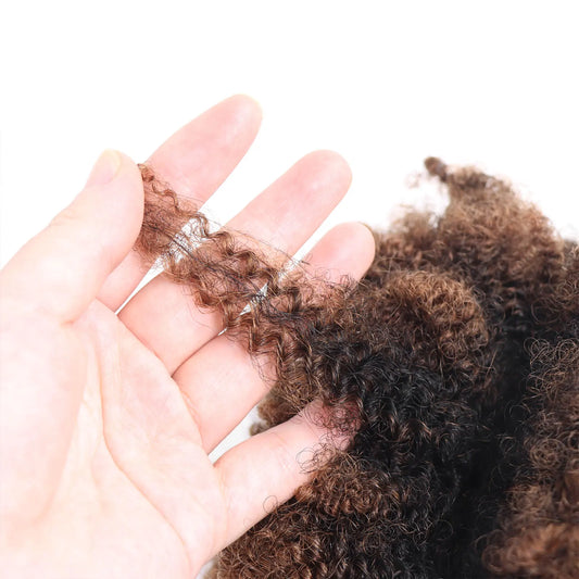#30-#1-#30 Ombre Brown Afro Kinky Curly Bulk Human Hair | 50g Brazilian Crochet Braiding Hair Extensions (No Weft) Luxegan