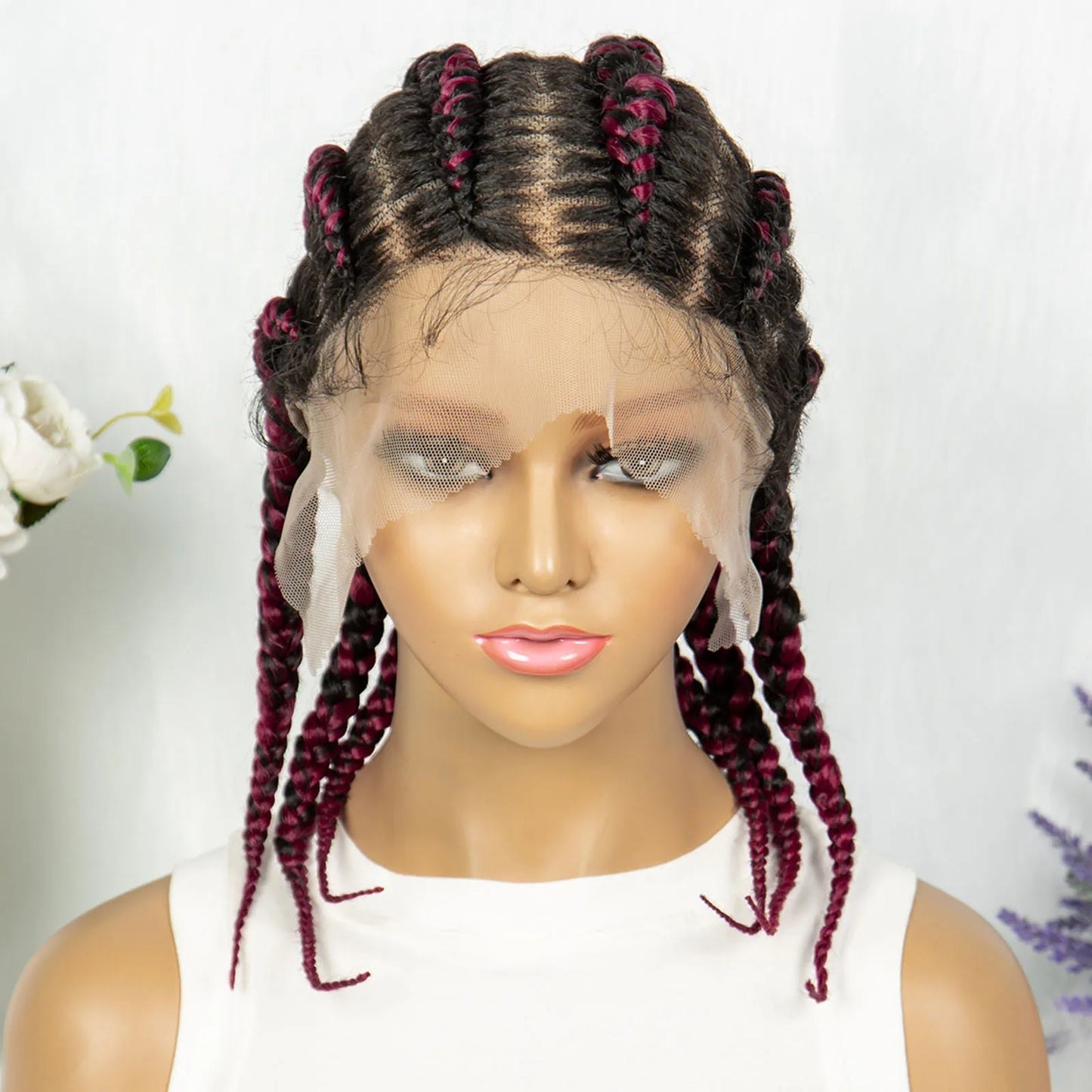 Full Lace Knotless Box Braids Wig | Cornrow Accent Luxegan