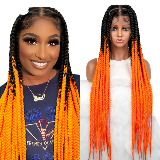 KIMA 36" Colorful Knotless Box Braids Wig | Lace Front & Baby Hair Luxegan