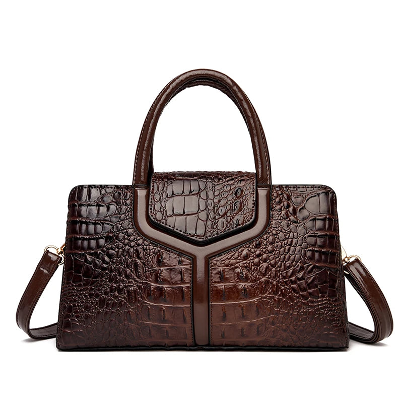 New Leather Women's Messenger Bags | Crocodile Female Crossbody Shoulder Handbags & High Quality Ladies Totes Luxegan