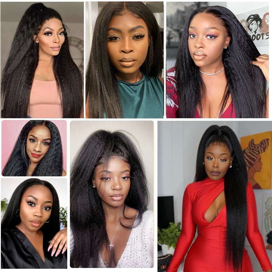 13x4 Kinky Straight Lace Front Wig | Glueless | Brazilian Virgin Hair | Pre-Plucked with Baby Hair