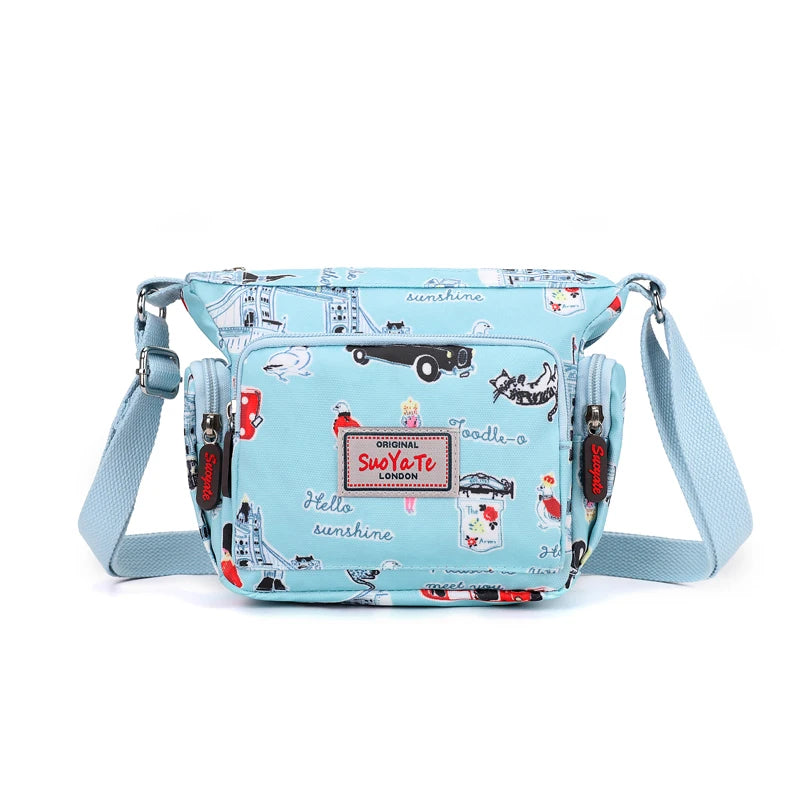 Nylon Shoulder Bag | Fashionable Small Square Bag & Waterproof Large Capacity Mommy Bag Luxegan