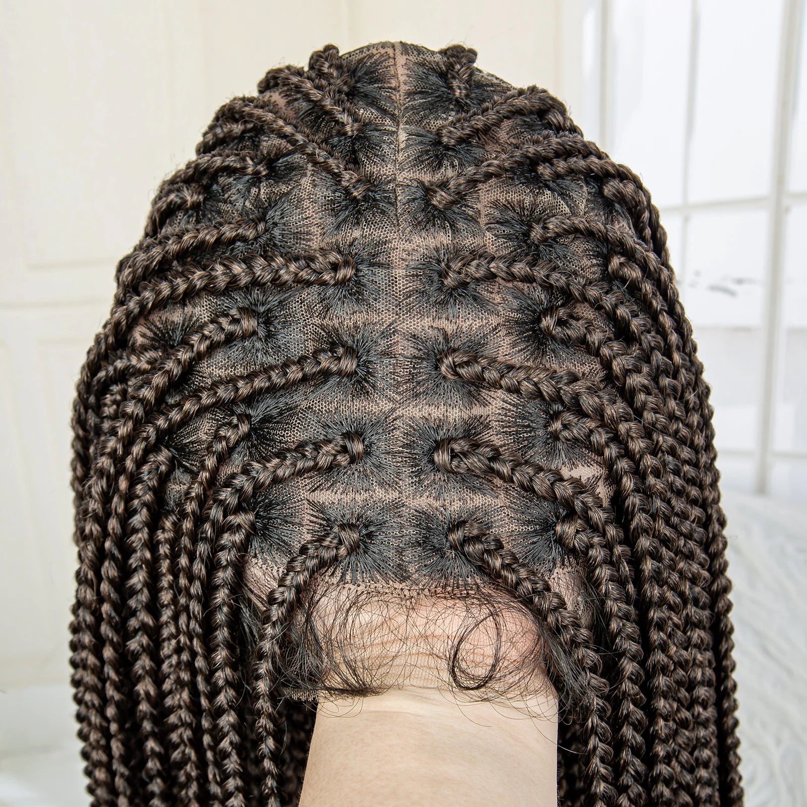 36" Long Knotless Braided Wig - Full Lace, Cornrow Accents, Baby Hair - For Black Women