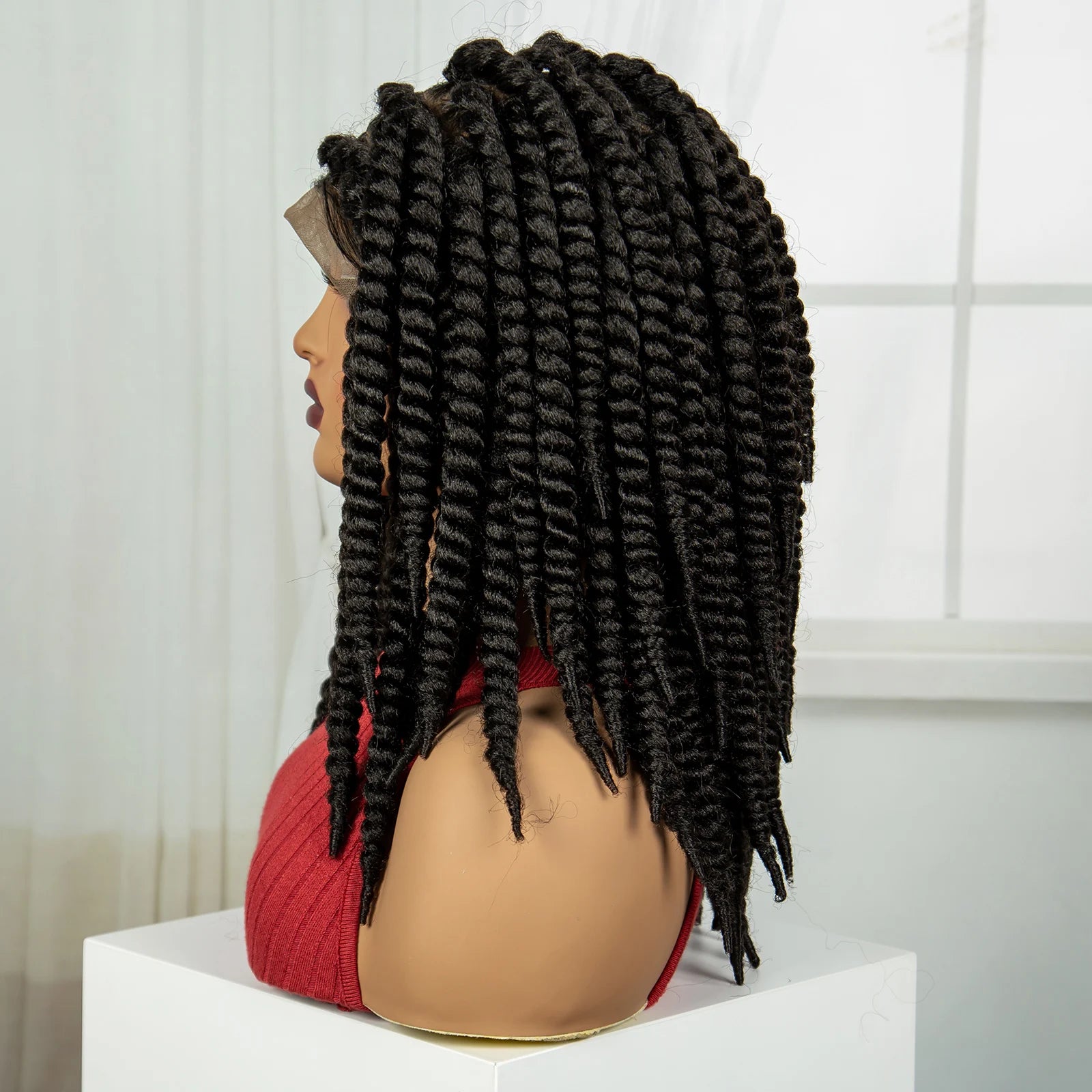 16" Twist Knotless Braids Wig | HD Full Lace | Baby Hair | Natural Look Luxegan