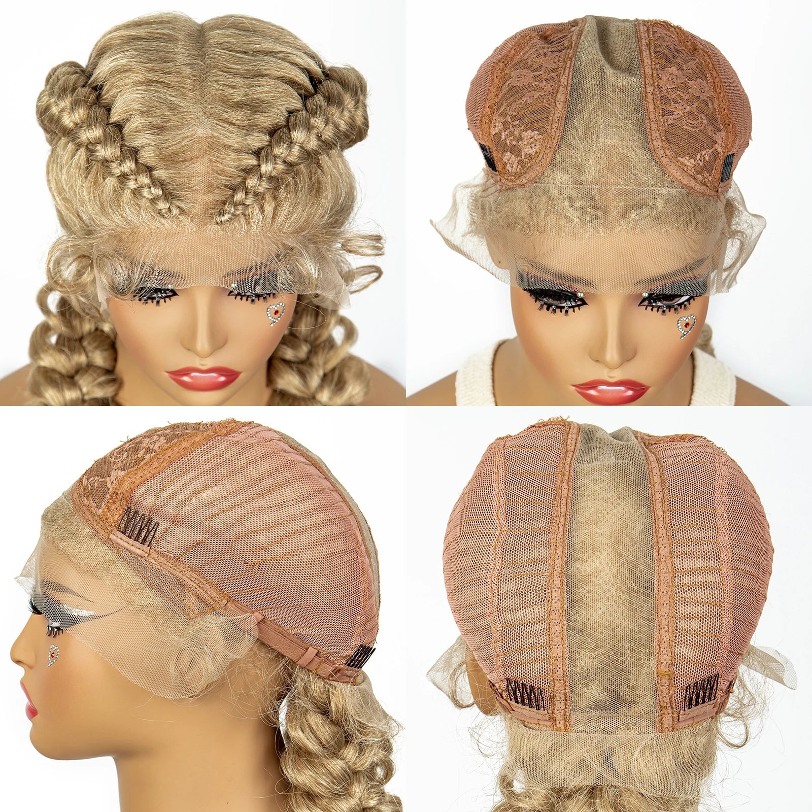 1B/30 Dark Brown Dutch Box Braids Wig | Synthetic Lace Frontal | Fishtail Braids | With Baby Hair | For Black Women