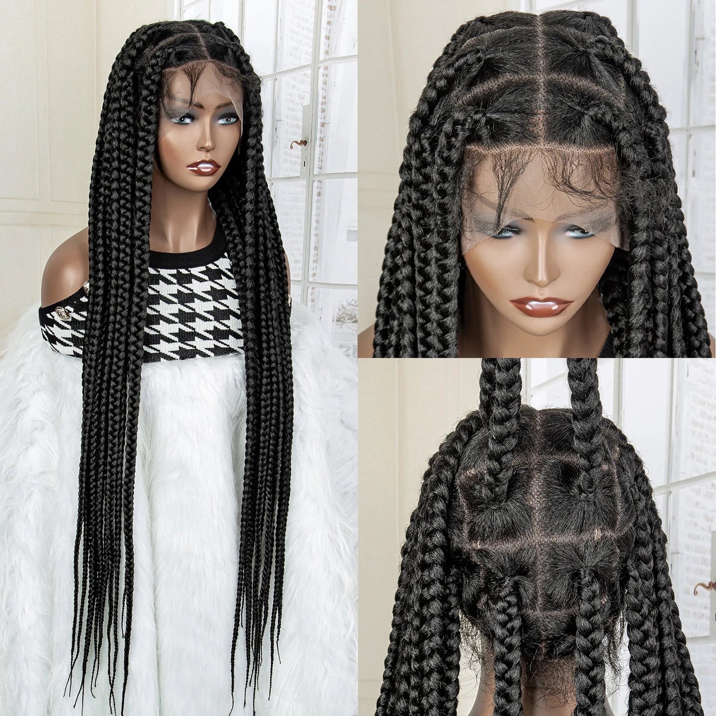 Jumbo Cornrow & Knotless Box Braids Wig | Full Lace | Baby Hair | Black Women Luxegan