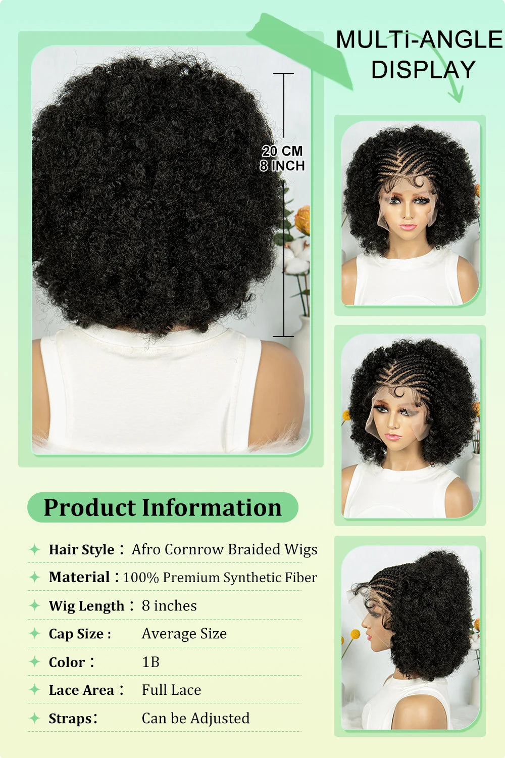 KIMA Peluca trenzada de caja nueva Pelucas sintéticas de encaje completo Longitudes cortas para mujeres negras Hombres Peluca trenzada con pelo de bebé Pelucas trenzadas de caja