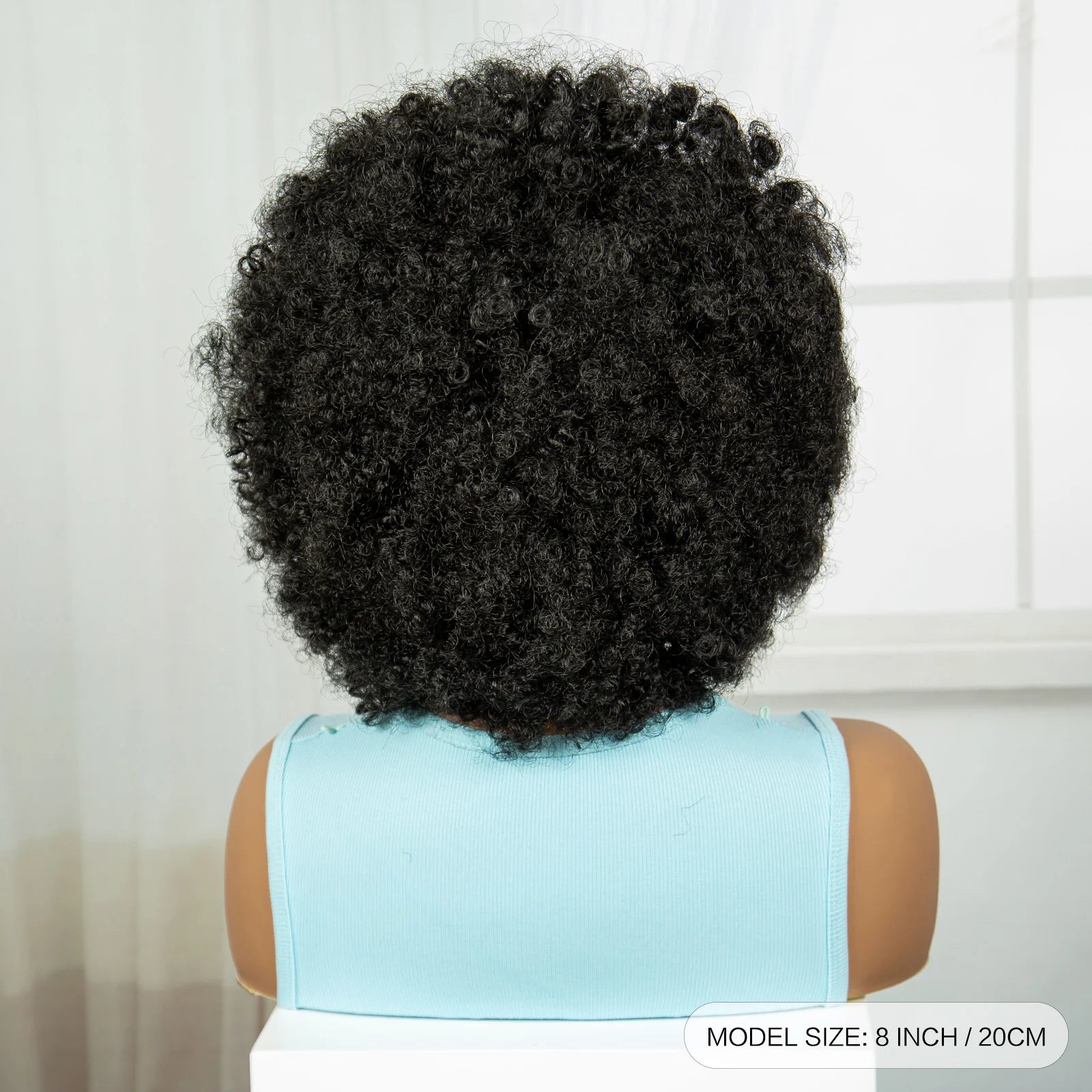 8" Short Afro Kinky Curly Cornrow Braids Wig | Full Lace | Baby Hair Luxegan