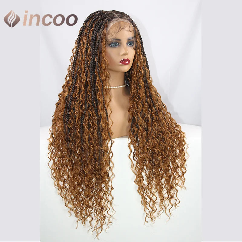 613 Blonde & Burgundy Butterfly Braids Wig | 36" Full Lace | Goddess Locs & Box Braids Luxegan