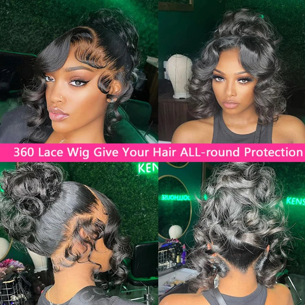 360 Hidden Strap Body Wave HD Lace Wig | Sophisticated 250 Density 13x6 & 13x4 Frontal | Elegant "Brazilian Remy" 26+ Inch Length | "Dignified" Glueless Drawstring Human Hair for Radiant Versatile Styling Luxgan