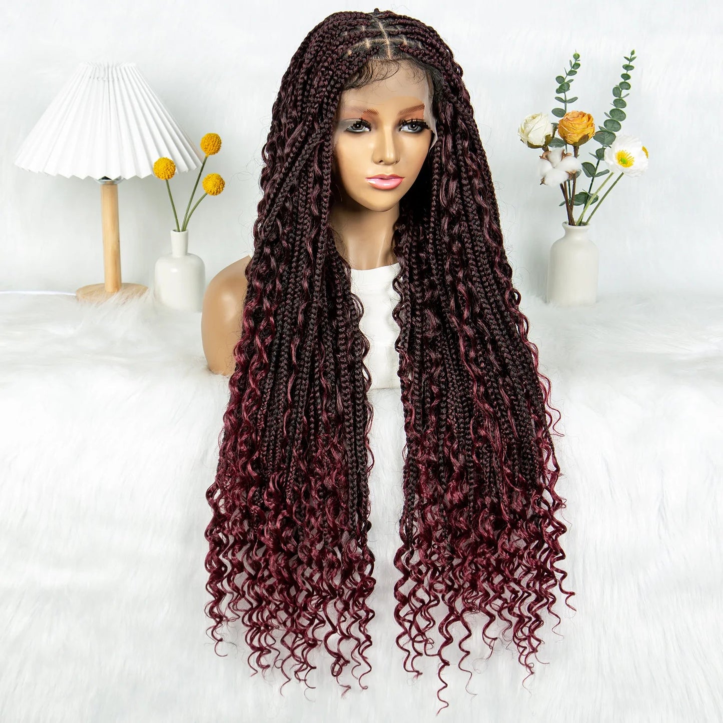 32" Natural Boho Knotless Braids Wig | HD Lace Front | Baby Hair | Synthetic Luxegan