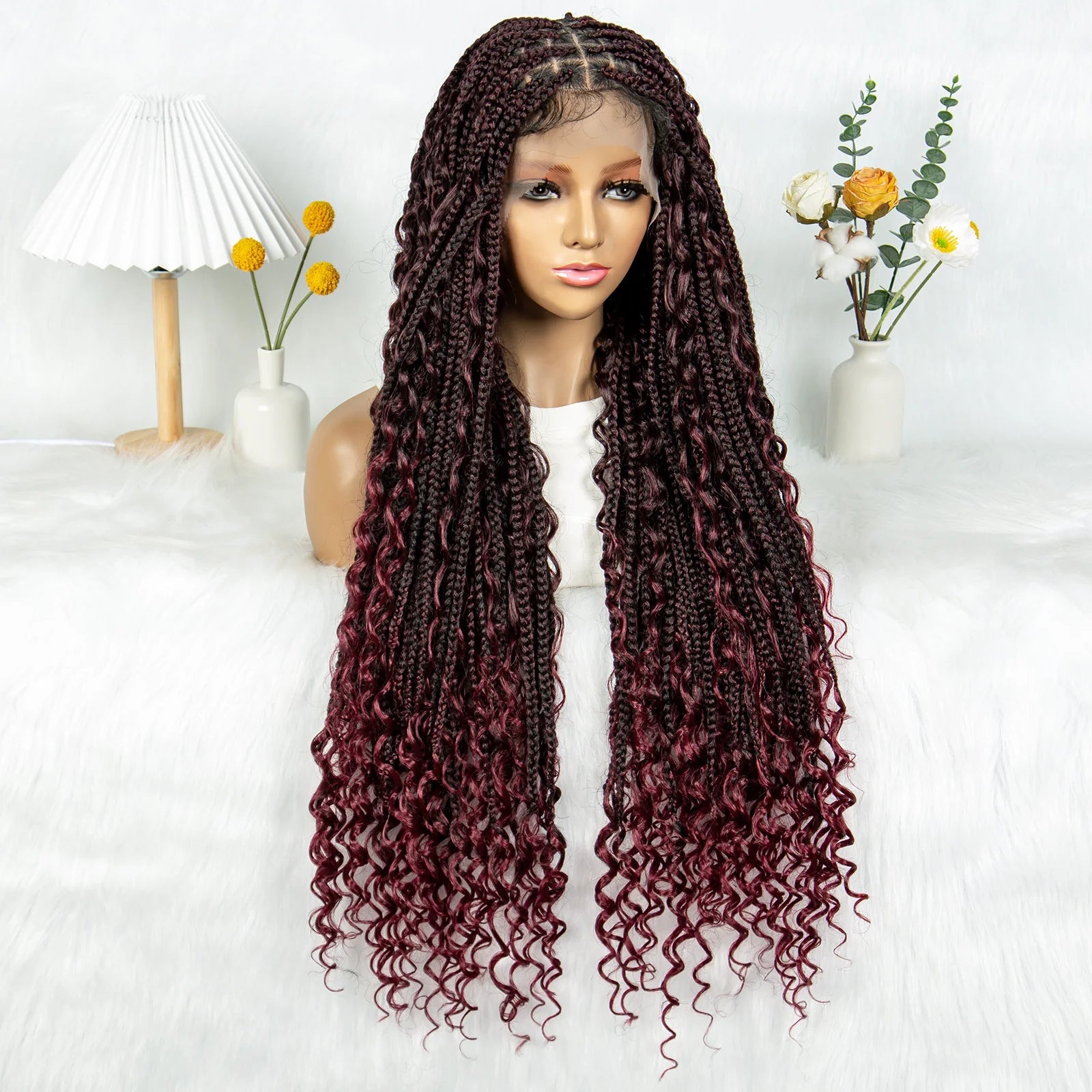 32" Natural Boho Knotless Braids Wig | HD Lace Front | Baby Hair | Synthetic Luxegan