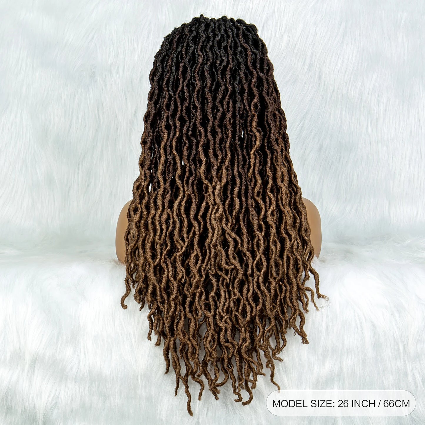 Knotless Box Braided Wig with Curly Ends & Baby Hair | Synthetic Lace Front Wig for Black Women Luxegan