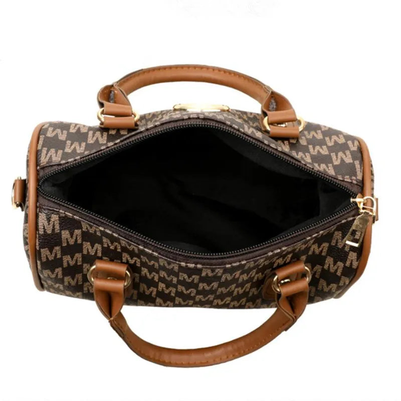 Vintage PU Leather Alphabet Bag | Golden "M" Logo Crossbody Purse Luxegan