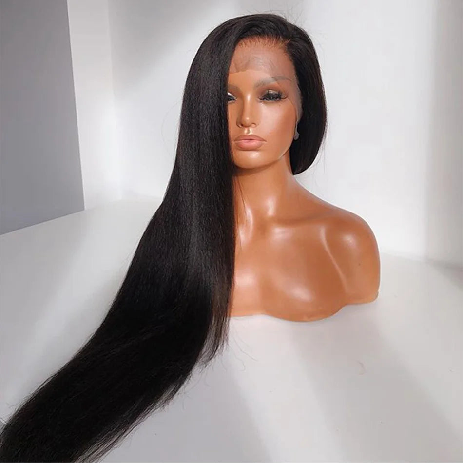 250% Density Light Yaki Straight 13x6 HD Lace Frontal Human Hair Wig Luxegan