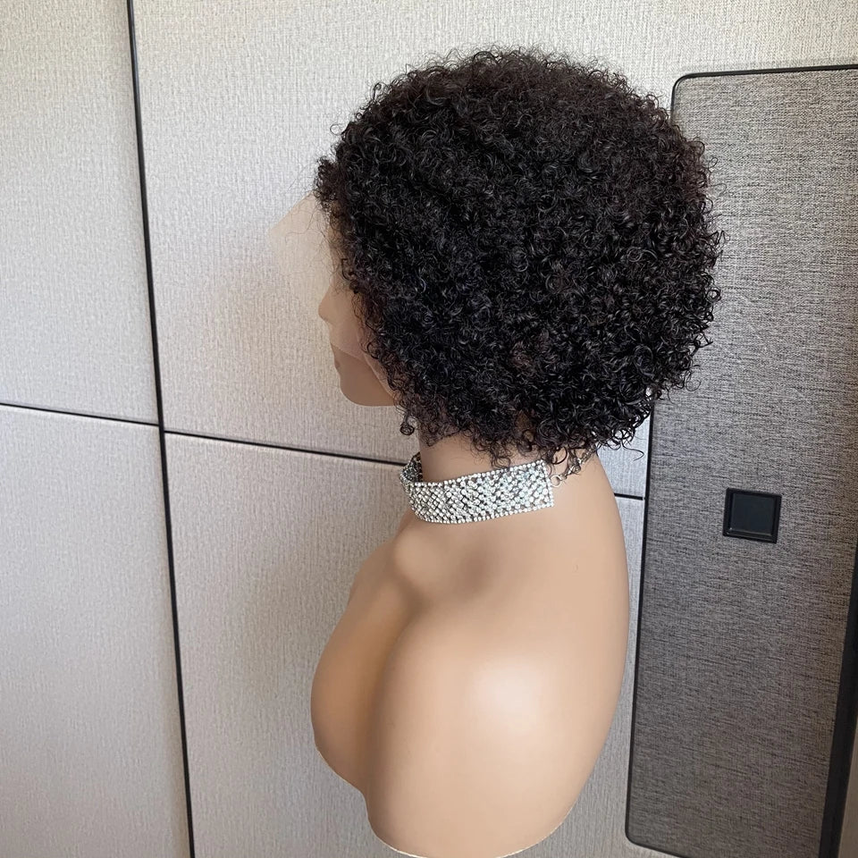 Glueless Kinky Curly Pixie Bob Wig | Short Brazilian Human Hair (Ready-to-Wear, Realistic Scalp) Luxegan