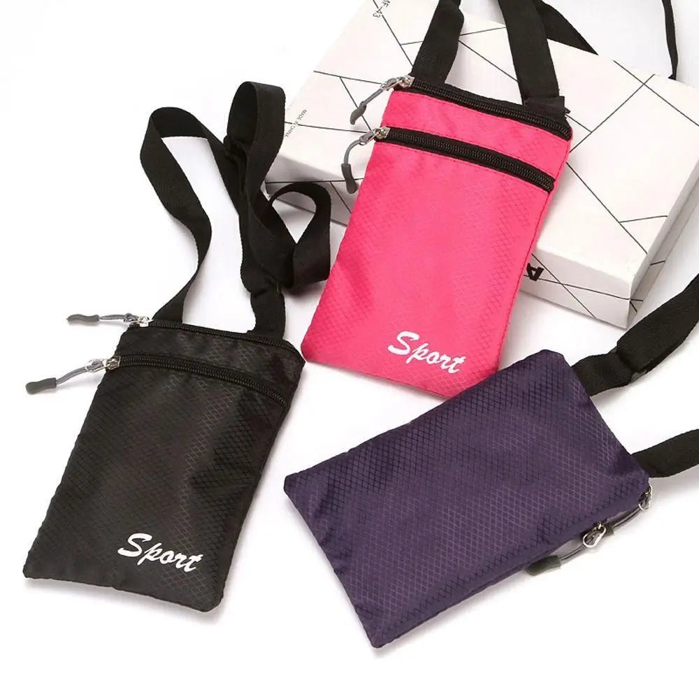 Fashionable Solid Color Phone Bag | Simple Square Oxford Crossbody | Unisex Outdoor Hanging Messenger & Coin Purse with Letter Detail Luxegan