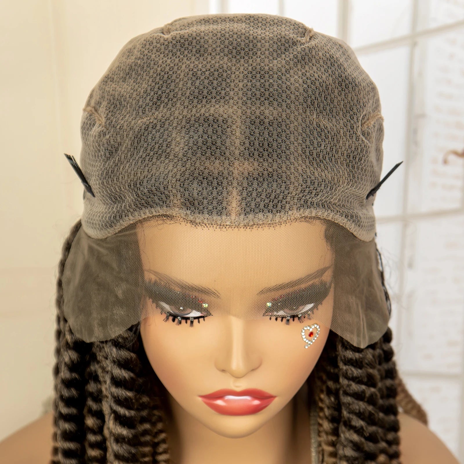 16 Inch Brown Twisted Braided Bob Wig | Full Lace | Kanekalon Fiber | For Black Women - Luxegan