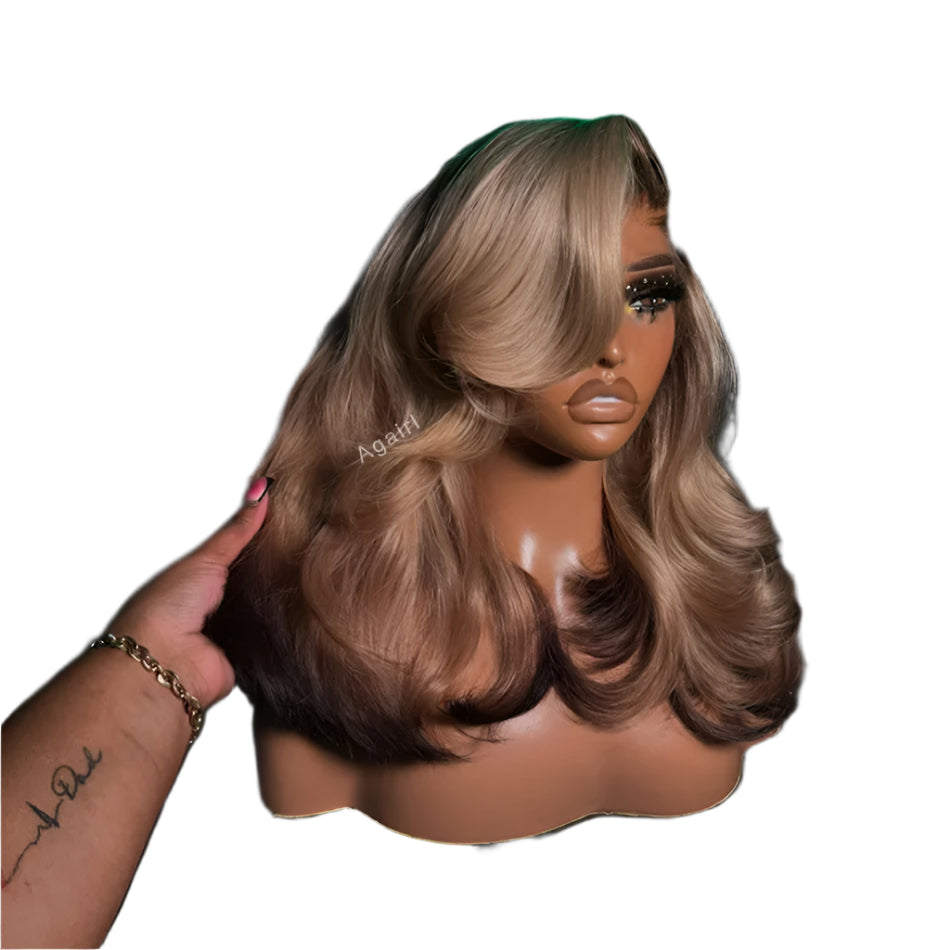 Ombre 613 Blonde & Brown 13x6 Lace Frontal Wig | 200% Density Body Wave Human Hair Luxegan