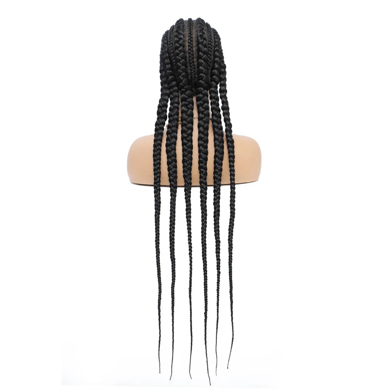 36" Cornrow Knotless Braids Wig | 360 Full Lace | Baby Hair | Synthetic Luxegan