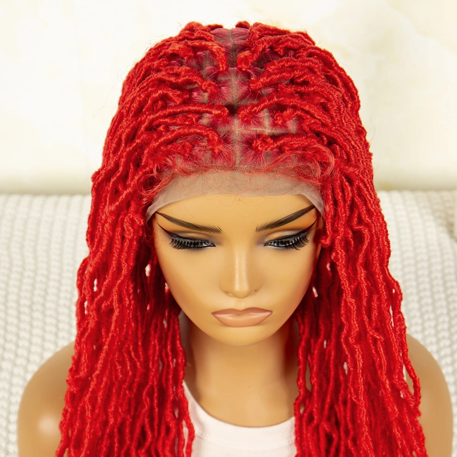 Red Box Braids Full Lace Wig | 36 Inches | Crochet Braids | Knotless | Kanekalon