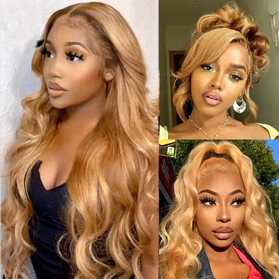 #27 Honey Blonde Body Wave Human Hair Wig | 200% Density 13x6 HD Transparent Lace Frontal & 13x4 Lace Frontal (Pre-Plucked) Luxegan