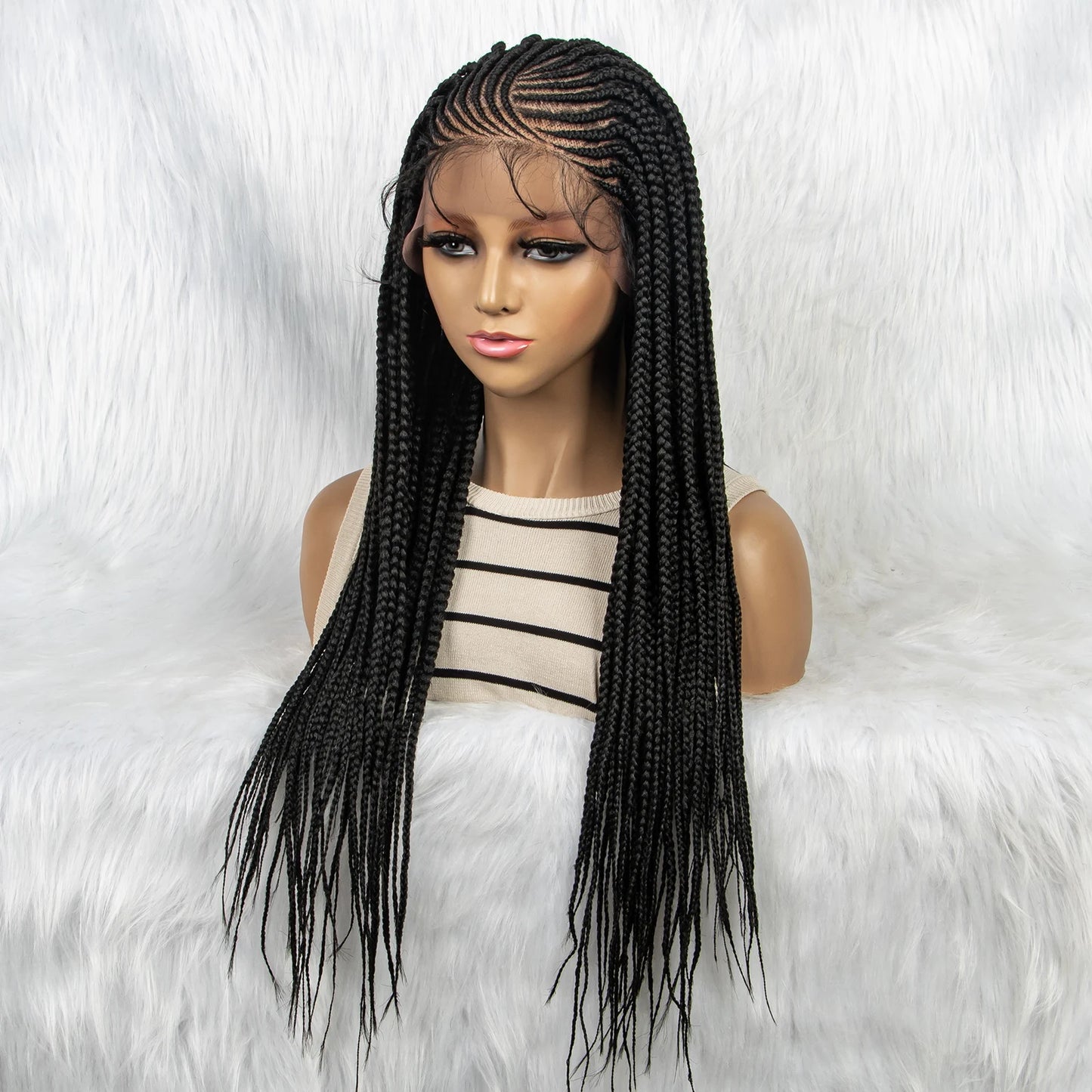 13x4 HD Lace Front Braided Wig with Baby Hair | Synthetic Braided Wigs for Black Women Luxegan