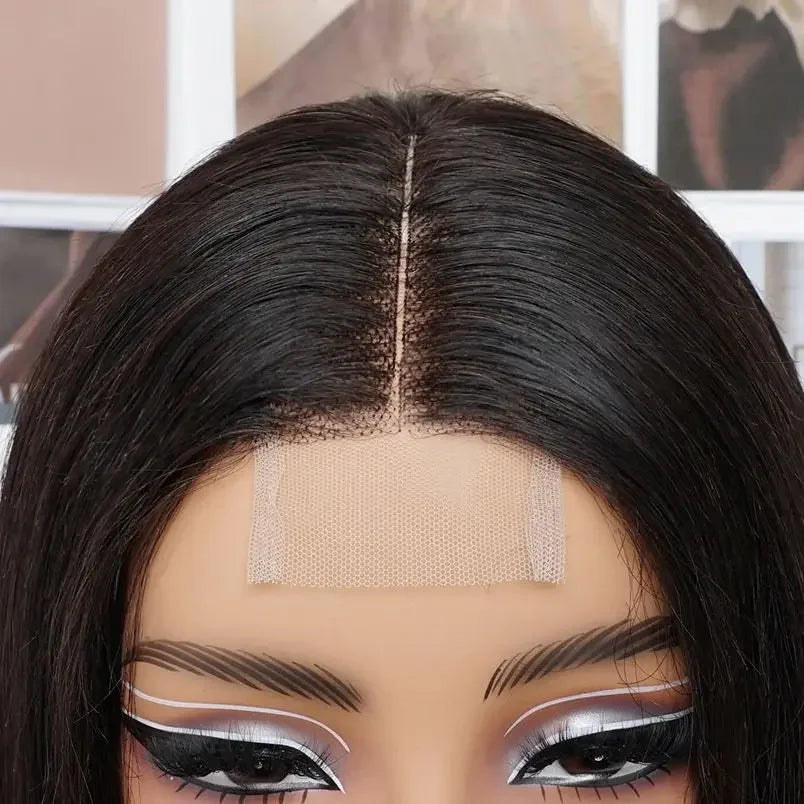 2x6 Kim K Deep Middle Part Straight Wig | Glueless Transparent Lace Closure 100% Human Hair Luxegan