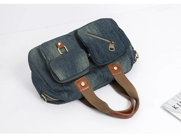High-Quality Casual Denim Women’s Handbag | Vintage Blue Jeans Crossbody Bag | Large Travel Shoulder Tote & Big Bolsa Luxegan