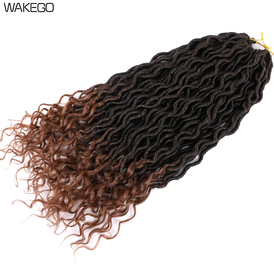 Goddess Faux Locs Crochet Hair | 18" Soft Curly Braids | Ombre Dreadlocks Extensions | 24 Strands/Pack Luxegan