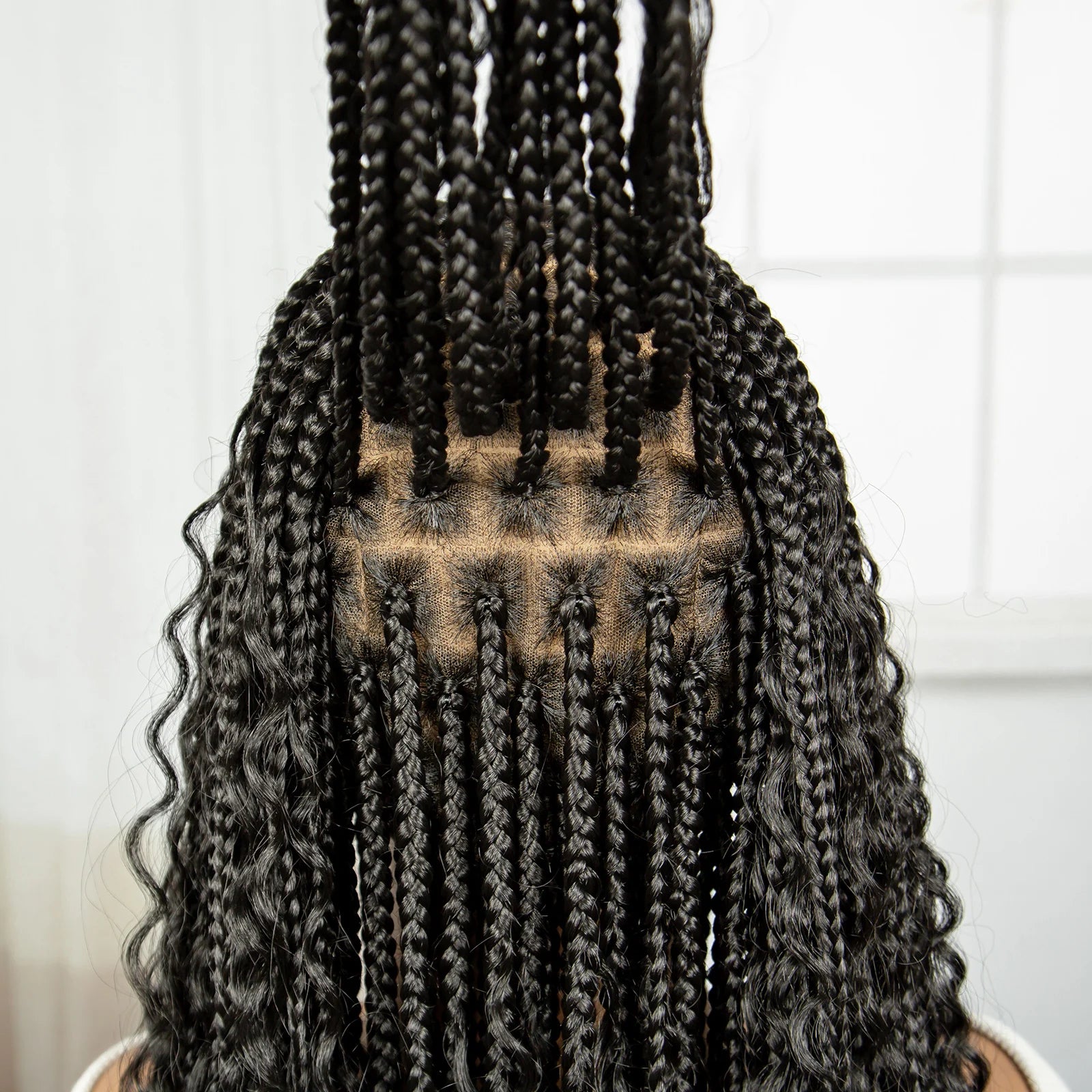 36" Long Boho Knotless Braids Wig | Curly Ends | Full Lace | Baby Hair Luxegan