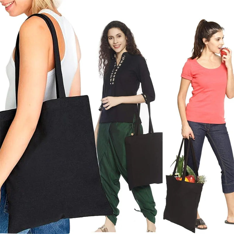 New York Print Women's Canvas Tote Bag | Classic Large Capacity Shopper | Sustainable Square Canvas Shoulder Bag & Handbag Luxegan