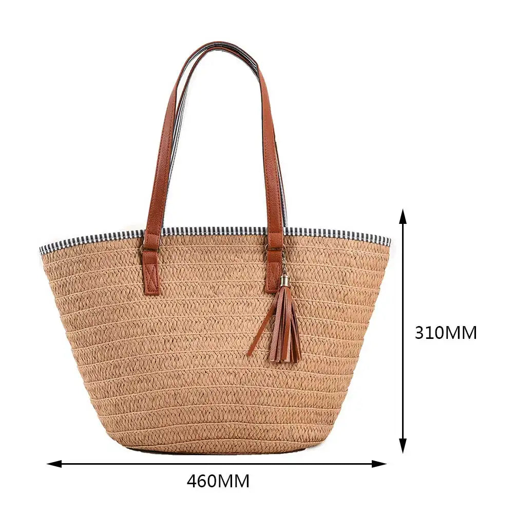 Vintage Hollow Design Woven Shoulder Bag | Large Capacity Knitting Tote & Summer Beach Bag Luxegan