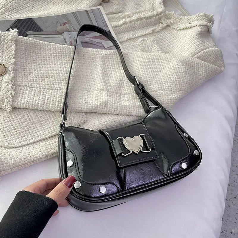 Fashion Women Y2K Armpit Bag | Luxury Design Pleated Underarm Shoulder Bag | Solid Color Hobos Messenger Handbag Luxegan