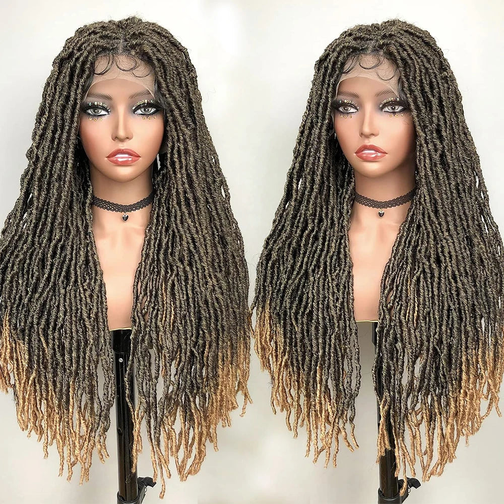Knotless Butterfly Braided Wig with Baby Hair | Double Lace Front Crochet Faux Locs Wig | Bohemian Style | Synthetic Hair