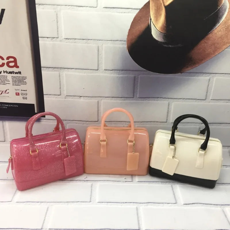 1pcs Jelly Crossbody Shoulder Bag | PVC Transparent Pillow Shape Handbag | Macaron Color Women's Casual Tote European Style Luxegan
