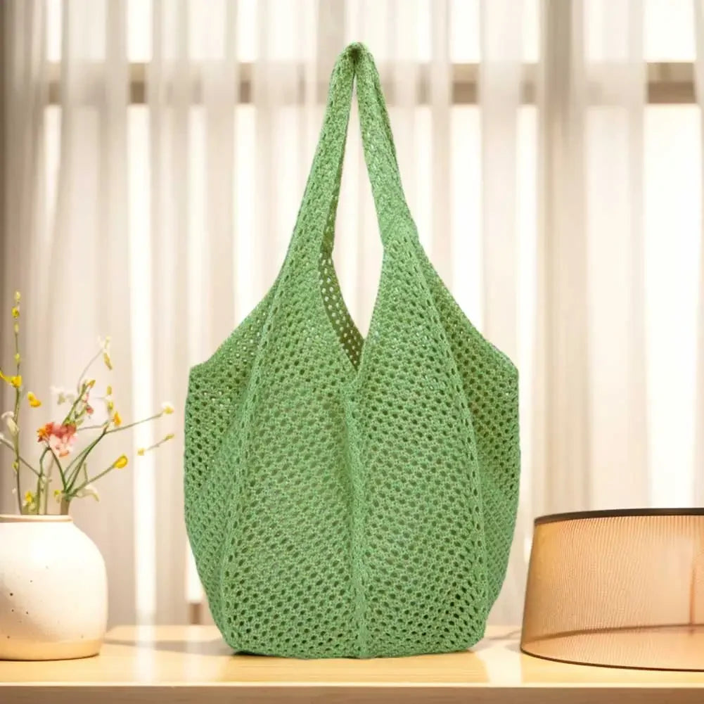Women’s Casual Straw-Style Shoulder Bag | Large Capacity Handmade Wicker Woven Tote | Bohemian Hollow-Out Summer Beach Messenger Bag Luxegan