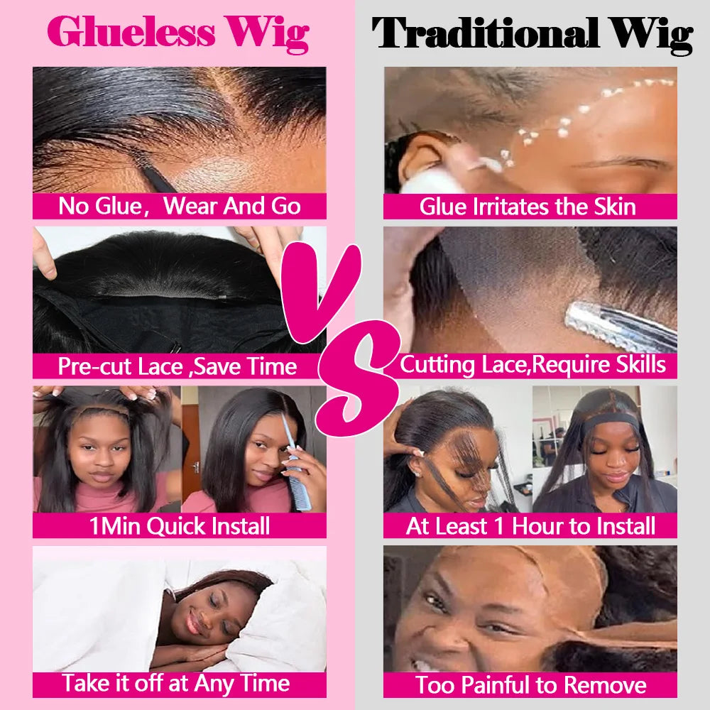 Straight Bob Wig | Glueless | Brazilian Remy Hair | 4x4 Lace Closure | Pre-Cut | Ready to Wear | Natural Black - Luxegan