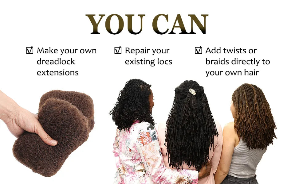 Afro Kinky Bulk Braiding Hair Extensions | 100% Human Hair | Lightweight & Natural Colors | 50g/Pack