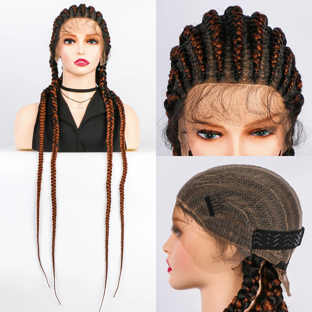 KIMA 36" Long Box Braided Wig with Baby Hair | Full Lace Ghana Braids Luxegan