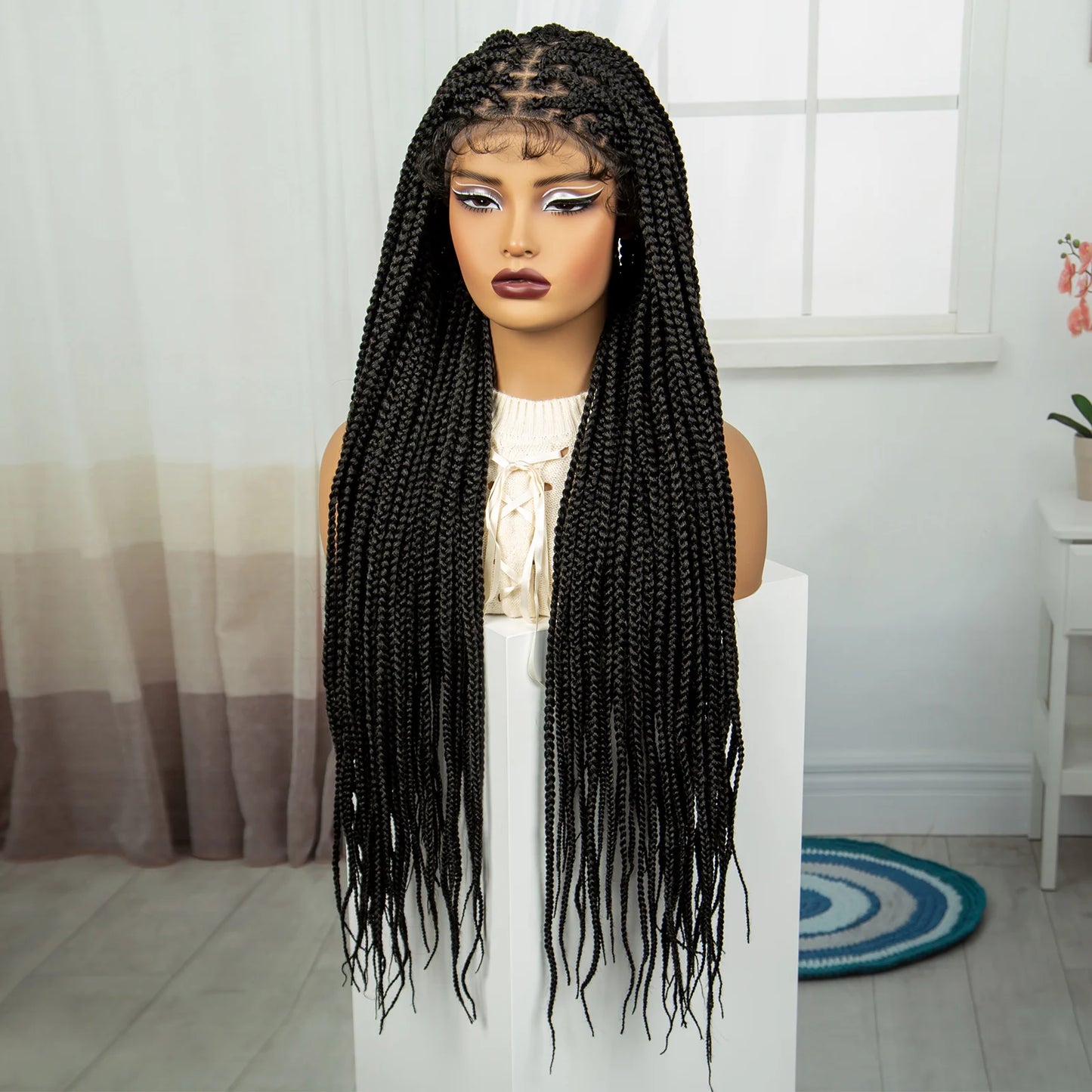 36" Ombre Knotless Braids Wig | 1B/27 | 9x6 Lace Front | Baby Hair Luxegan
