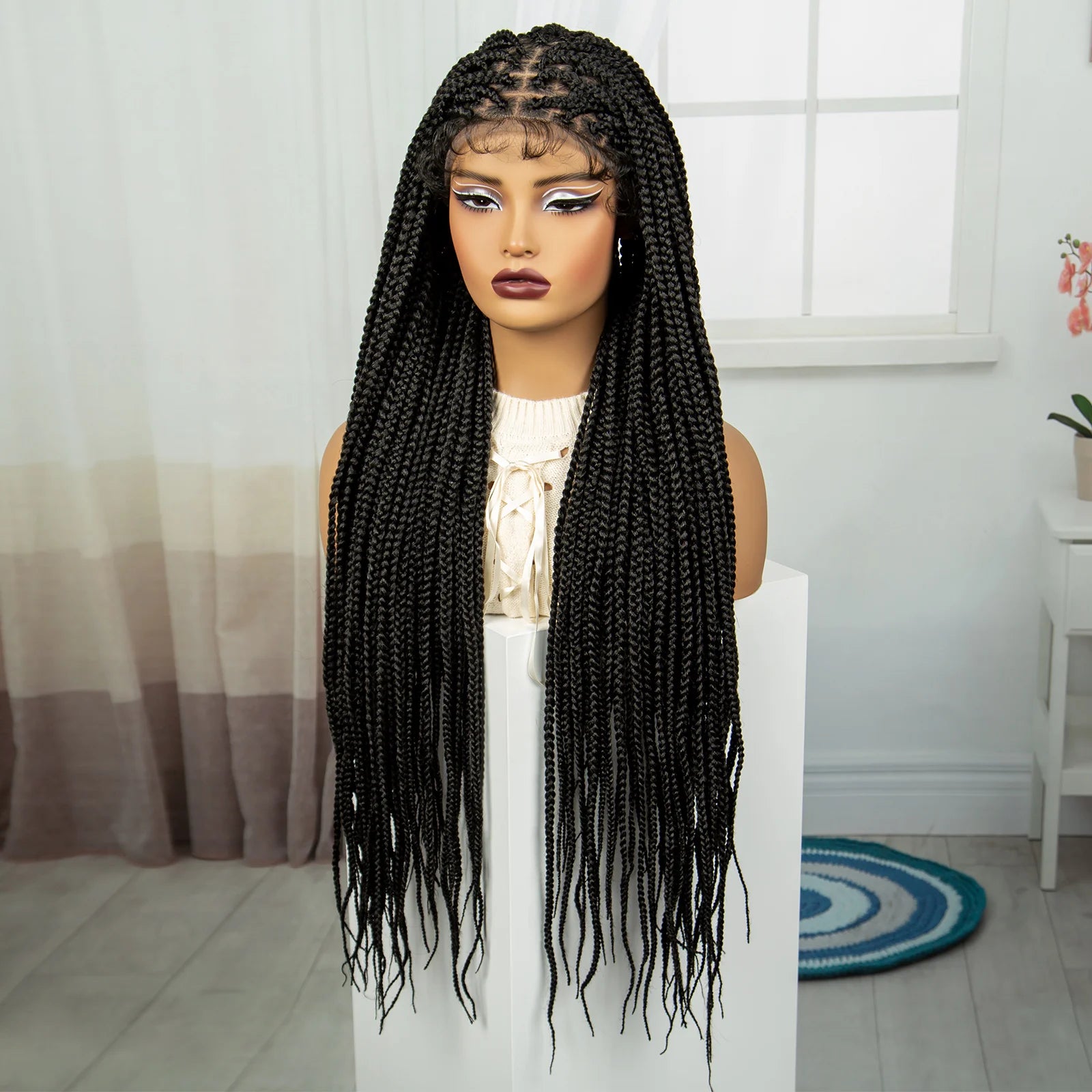 36" Ombre Knotless Braids Wig | 1B/27 | 9x6 Lace Front | Baby Hair Luxegan