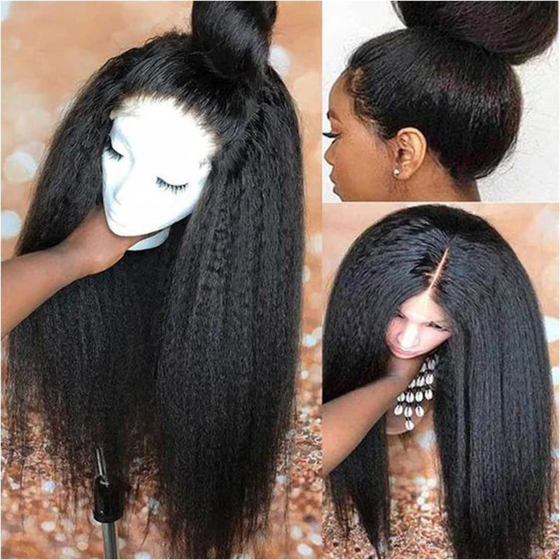 13x4 Kinky Straight Lace Front Wig | Glueless | Brazilian Virgin Hair | Pre-Plucked with Baby Hair