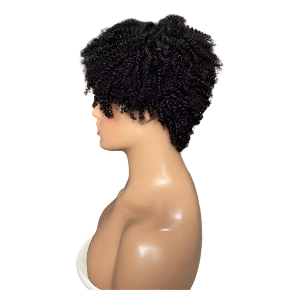 100% Human Hair | Afro Kinky Curly | Full Machine | Short Wigs | Brazilian Virgin Hair Wig