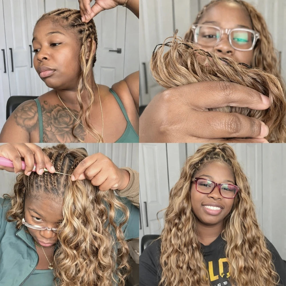 Honey Blonde Body Wave Human Hair Crochet Extensions | 16–24 Inch Luxegan