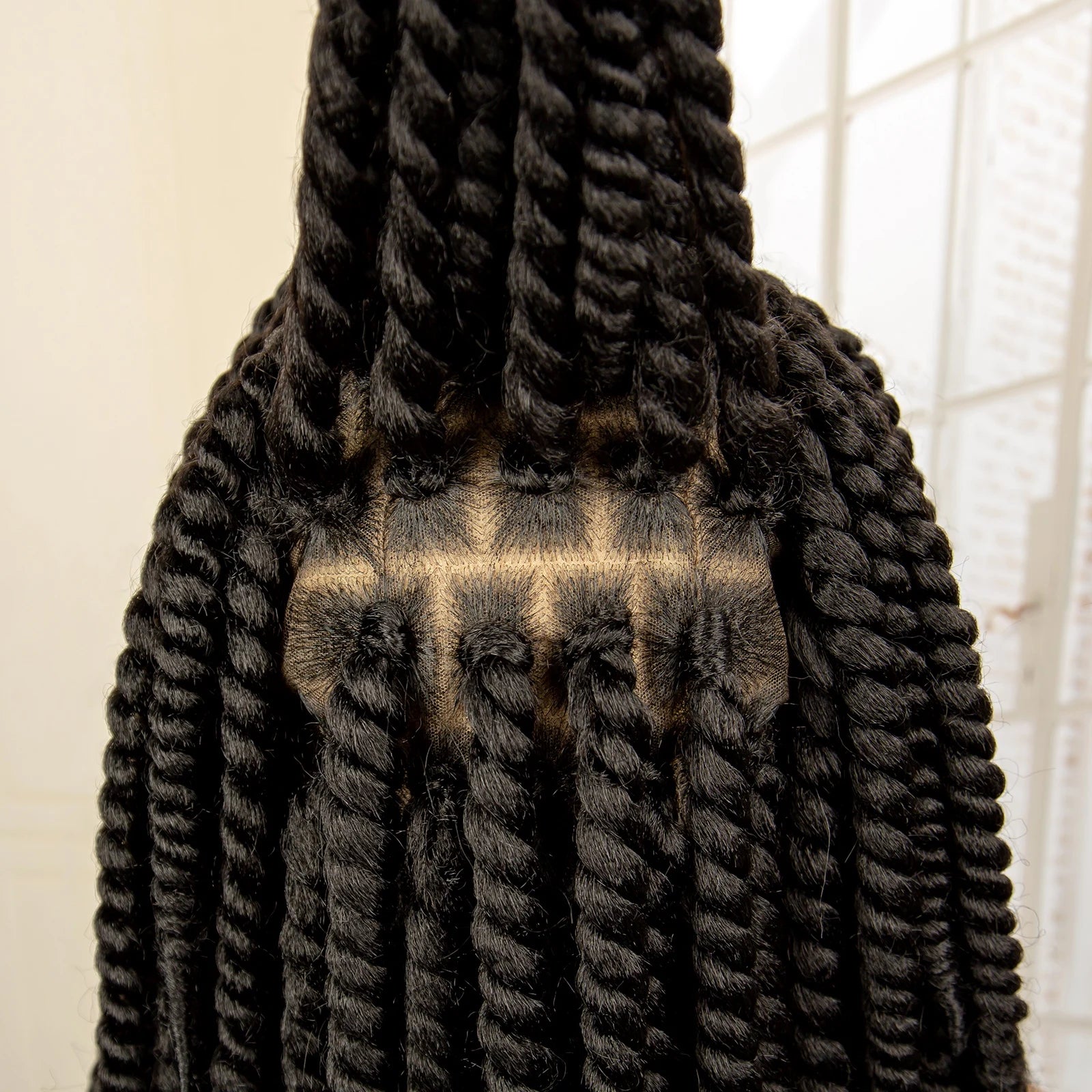 16 Inch Brown Twisted Braided Bob Wig | Full Lace | Kanekalon Fiber | For Black Women - Luxegan