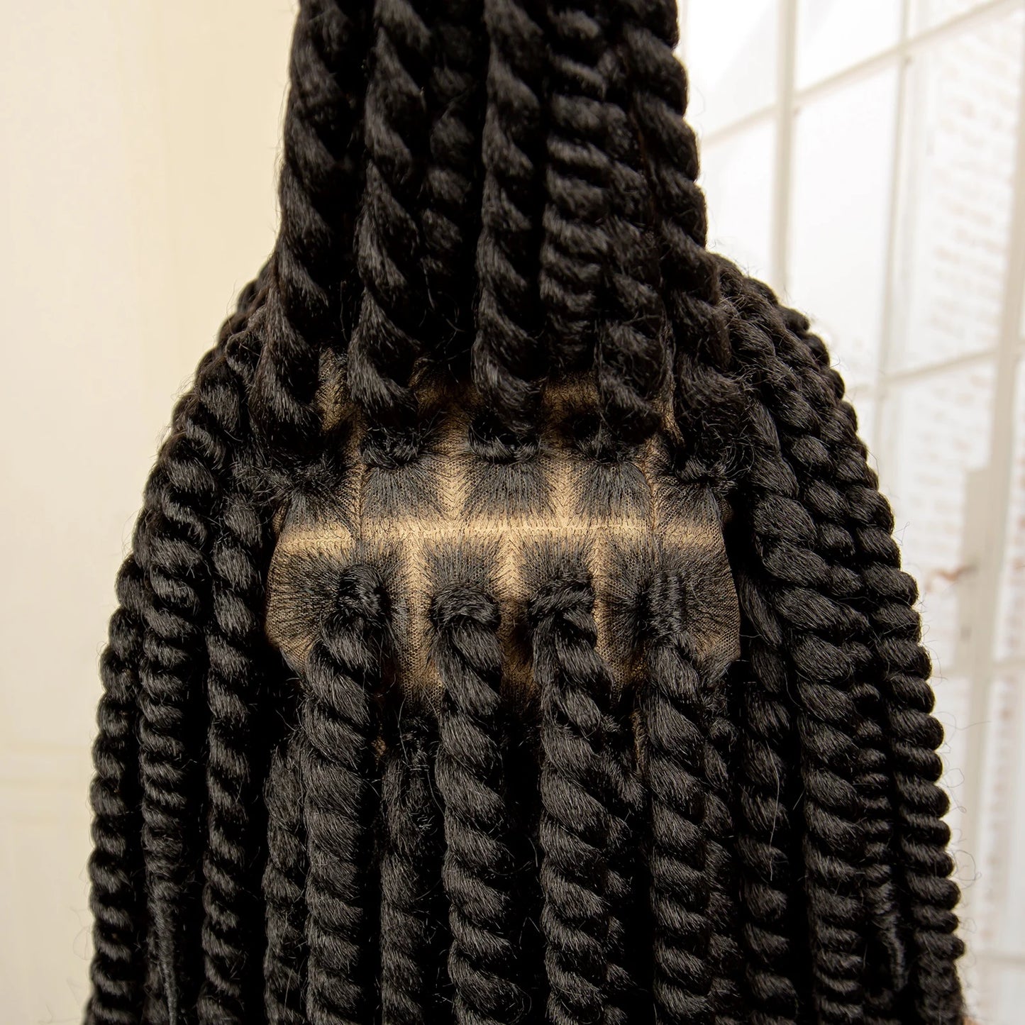 16 Inch Brown Twisted Braided Bob Wig | Full Lace | Kanekalon Fiber | For Black Women - Luxegan